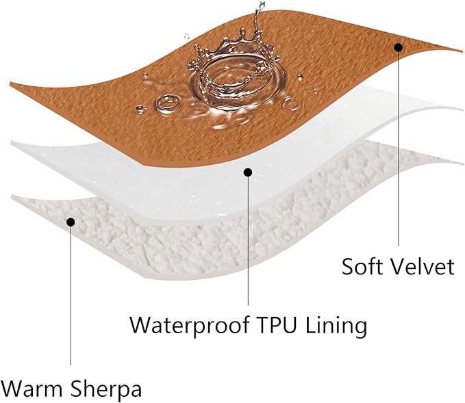 Bigbeer Waterproof Dog Blanket for Couch, Leak Proof Pet Blanket for Indoor Cats, Plush Sherpa Puppy Throw Furniture Protector for Sofa Bed(50"x60",XL,Orange)