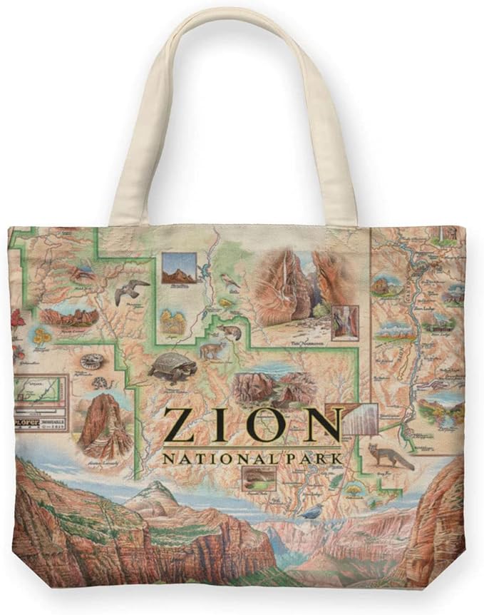Xplorer Maps Canvas Tote Bag with Handles, Cloth Grocery Shopping Bag, Reusable & Eco-friendly Bag, 100% Cotton, Washable
