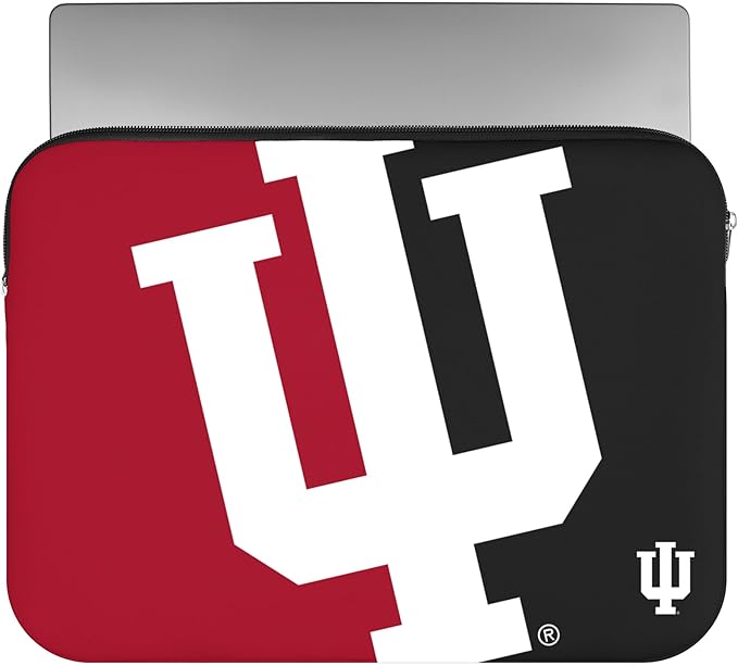 FOCO NCAA Official 15" Inch Colorblock Primary Logo Zipper Laptop Computer Sleeve Case Bag (Indiana Hoosiers)