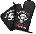 DYJYBMY Don't Make Me Poison Your Food Funny Goth Oven Mitts and Pot Holder Set, Funny Skeleton Kitchen Gadgets for Male Host Hostess, Housewarming Baking Gifts for Mom Dad Wife Husband Sister Friend