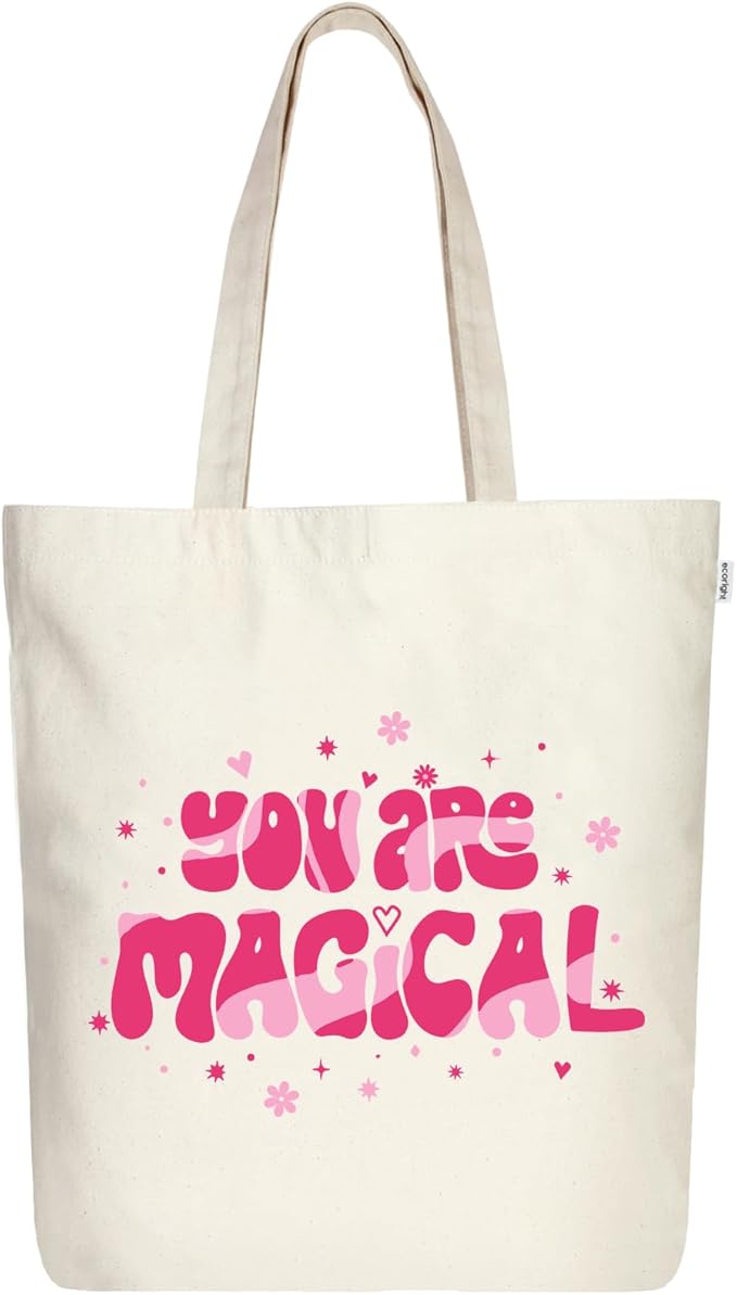 Ecoright Tote Bag for Women with Zipper, Small Tote Bag, Canvas Bag, Reusable Cotton Bag for Beach, Grocery, School & Work