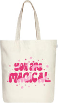 Ecoright Tote Bag for Women with Zipper, Small Tote Bag, Canvas Bag, Reusable Cotton Bag for Beach, Grocery, School & Work