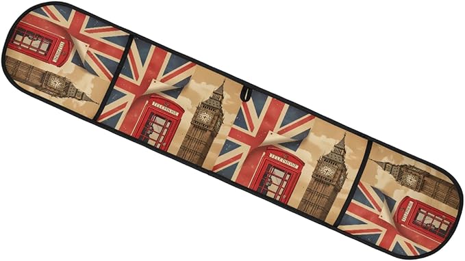 Long Double Oven Mitt for Baking London Red Telephone Booth Big Ben Union Jack Heat Resistant Quilted Double Oven Glove Potholder for Cooking Grilling Christmas, Washable