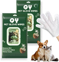 QingYa 20-Pack Extra Thick Pet Cleaning Glove Wipes with Lid | Value Pack Dog & Cat Grooming Gloves | Rinse-Free Bath Wipes with Coconut, Aloe & Jojoba for Odor Control & Daily Care