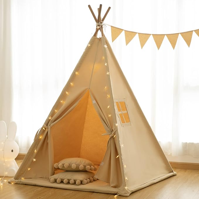 RongFa Teepee Tent for Kids-Portable Children Play Tent Indoor Outdoor (Khaki)