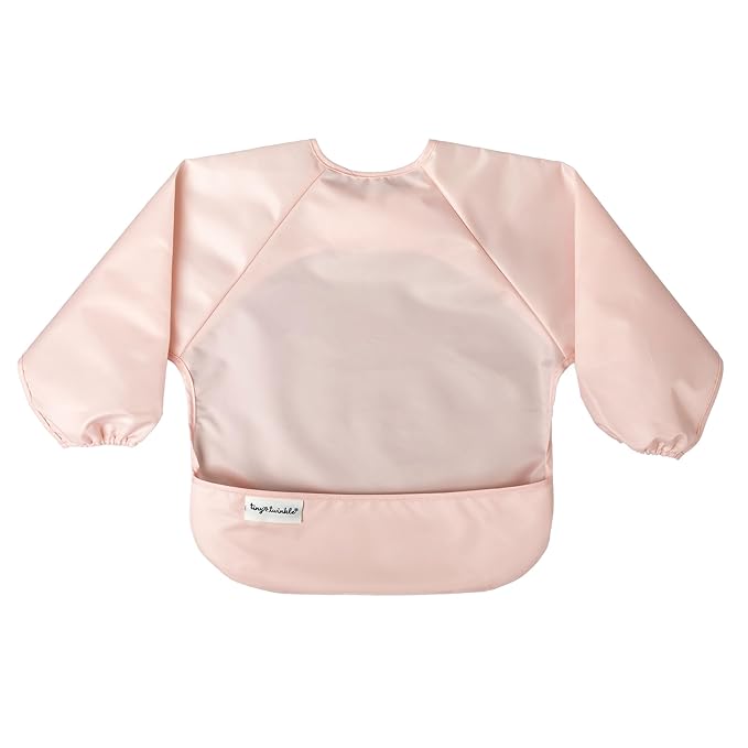 Tiny Twinkle Long Sleeve Bib for Babies & Toddlers | 2-Pack Waterproof Smock Bib for Eating | Machine Washable & Mess-Proof Feeding Essentials | Newborn Shower Gift (Rose Burgundy,2-4Y)