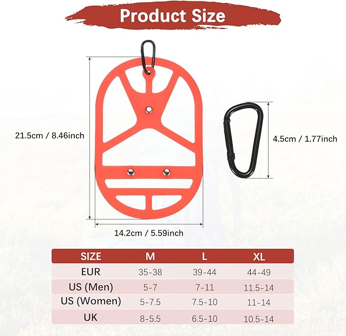 TIXIPEM Shoe Holster for Backpack [1SET] - Elastic Silicone Footwear Holder with Clip Use for Travel & Outdoors & Sports - [Red-L] Hang Extra Shoes Cleats Boots