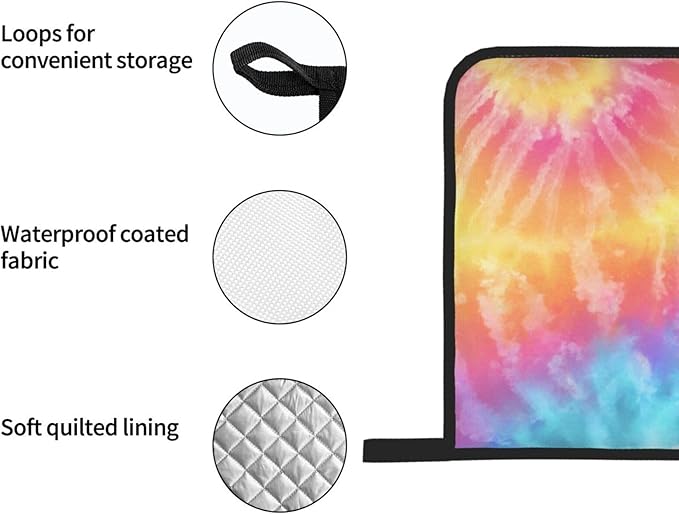 Oven Mitts and Pot Holders Sets of 4 Colorful Tie Dye Kitchen Potholder Gloves Heat Resistant Non-Slip for Chef Baking Cooking Grilling BBQ Mittens