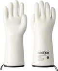 COOLJOB Heat Resistant Oven Gloves, Waterproof Liquid Silicone BBQ Grilling Gloves for Barbecue, Kitchen Cleaning, Baking, Food Contact, White, Medium