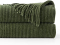 BATTILO HOME Olive Green Throw Blanket for Couch, Soft Chenille Knit Throws with Tassels for Home Decor, Green Blankets and Throws for Bed Couch Cover, 60"x80"