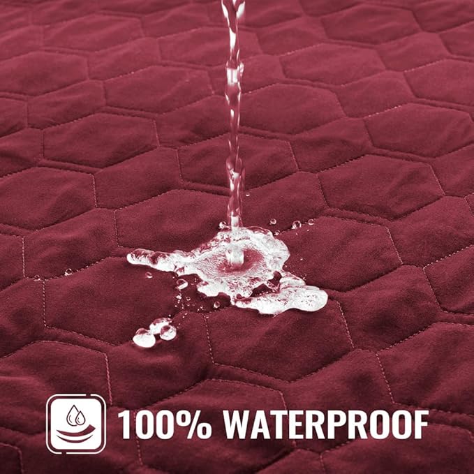 Nanbowang Waterproof Dog/Pillow Quilted Pet Bed Cover - Washable, Easy to Remove, Lovely Puppy/Cat Bed 32x40 Burgundy