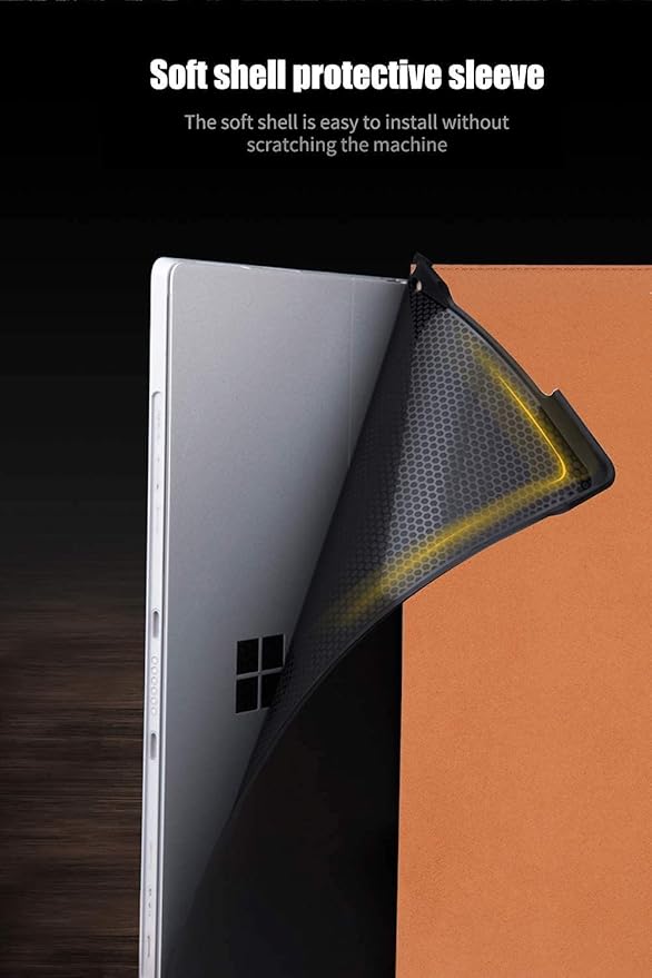 NANRUIL for Microsoft Surface Pro X and Pro X Plus 13 inch Case 2019/2020/2021/2024 Genuine Leather Cover Protective Shell Compatible with Type Cover Keyboard and Pencil Holder.Brown