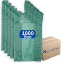 ASSUREPAK Easy Open - 1000 Bags- Colored Unprinted HDPE T-Shirt Bags - 1/6 BBL 11.5"X6"X21"- 13 microns - Green - Perfect for Groceries, Shopping and Retail Stores LOOP-GREEN-EO