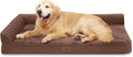 COZY KISS Orthopedic Dog Bed for Extra Large, XXL Dogs Bed, L Shaped Foam Anti-Slip Bottom Giant Pet Cat Sofa with Washable Cover, Suitable for Pet Up to 150 lbs, 48x32x7.5 inch, Brown