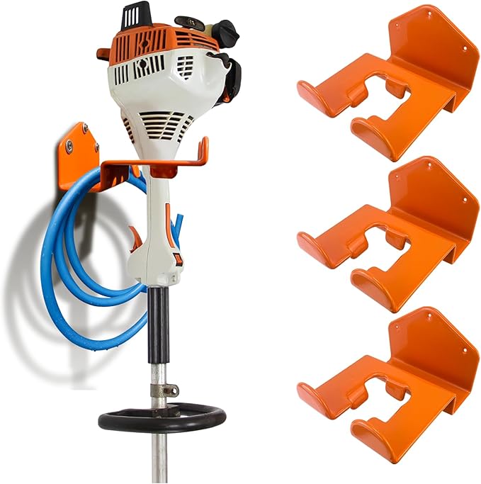 OSROENE Weedeater Hanger, 3 Pack Weed Eater Hanger for Wall, Heavy Duty Weed Wacker Hooks for Garage, Garage Organization Storage Shed Organizer Mounted Trimmer Rack