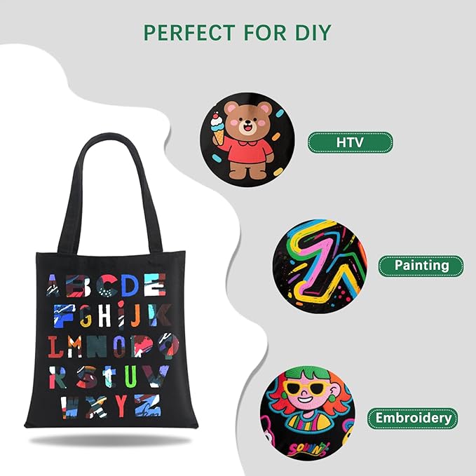 OKBA 10 Pcs Canvas Tote Bags,Reusable Grocery Shopping Blank Tote Bag with Handles and Sustainable Eco Friendly,Suitable for DIY, Advertising, Promotion, Gift, Activity