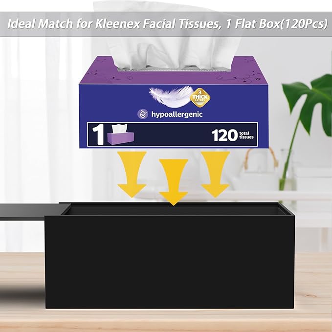 SILUT Acrylic Tissue Box Cover, Tissue Box Cover Rectangle, Modern Tissue Box Holder, Facial Tissue Cover for Bathroom, Kitchen Office - Shiny Black