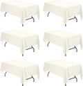 BRILLMAX 6 Pack Ivory Tablecloths for 6 Foot Rectangle Tables 60 x 102 Inch - 6ft Rectangular Bulk Linen Polyester Fabric Washable Cloth Cover for Wedding Reception Banquet Birthday Party
