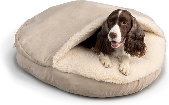 Snoozer Luxury Microsuede Cozy Cave Pet Bed, Small, Buckskin