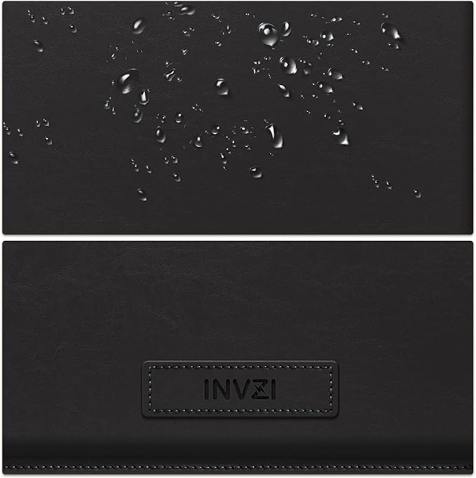 INVZI MacBook Sleeve, Vegan Leather Bag Compatible with 13”/14" MacBook Air, MacBook Pro 14 inch M3 M2 M1 2021-2024, Compact Design with Invisible Stand (Black)