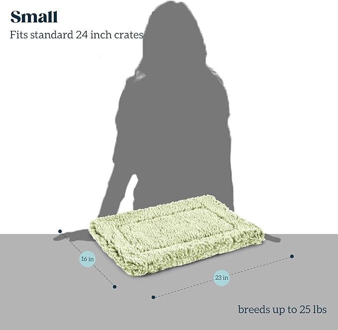 PELZIN Stoutwool Indestructible Dog Bed - Fluffy Chew Proof Dog Crate Pad - Tough Kennel Pad for Aggressive Chewers - Washable, Ideal for Small Breeds & Fits 24-Inch Crate - 23"x16", Gleam