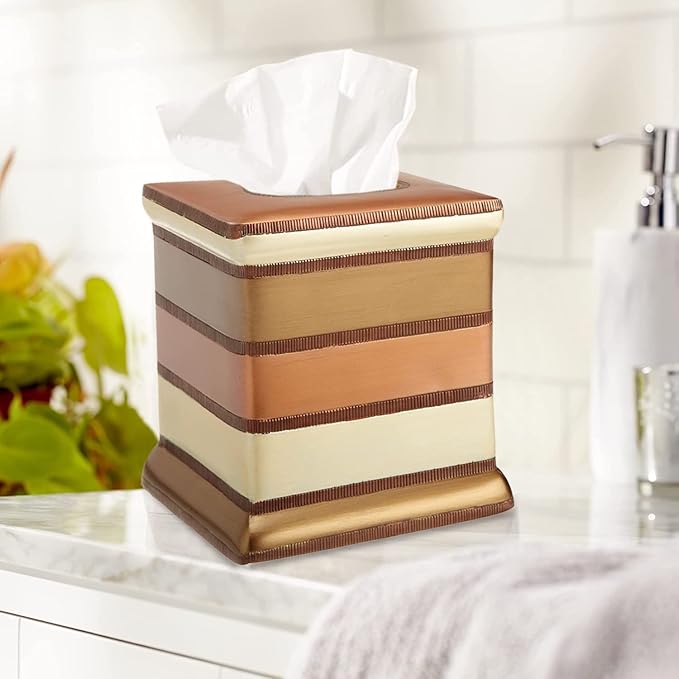 Resin Tissue Box Cover for Modern Home Decor - Minimalist Square Tissue Box Holder for Guest Room, Bedroom, Bathroom, Tabletop & Office - Durable and Aesthetic Tissue Holder, Contempo