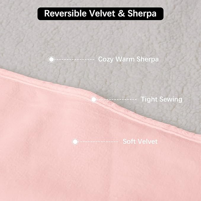 Bigbeer Waterproof Dog Blankets for Medium Dogs, Washable Pet Blanket for Indoor Cats, Plush Sherpa Puppy Throw Furniture Protector for Bed Couch Sofa(30"x40",M,Pink)