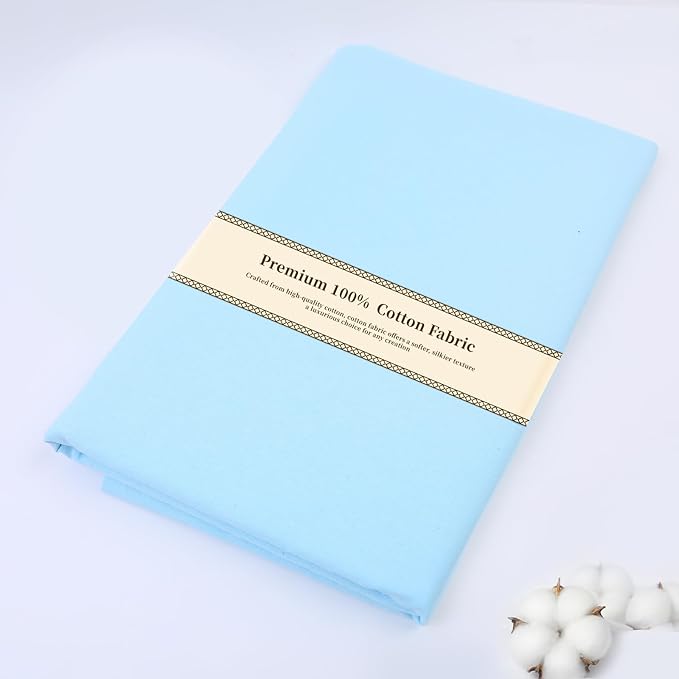 Cotton Fabric Natural Cotton Poplin Fabric by The Yard 100% Cotton, 59 Inches Wide Soft Embroidery Fabric Material for Quilting, Sewing, Crafts, Binding, Backing and Lining (Baby Blue, 5 Yard)