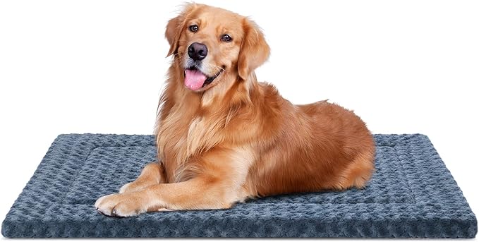 WagWonders Dog Bed Mat Washable Reversible Dog Crate Pad Soft Fluffy Pet Kennel Beds with Anti-Slip Bottom Dog Cat Sleeping Mattress for Large Dogs, 41x27x1.5 Inch, Gray