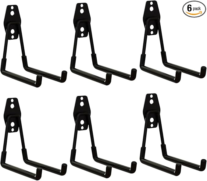 WIN&YING 6 Pack Steel Garage Storage Hooks, Heavy Duty Wall Mounted Storage Hanger, Anti-Slip Tool Organizer for Hanging Ladders, Hose, Bulk Items, Power and Garden