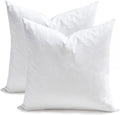 TOPGREEN Feather Down Throw Pillow Inserts 18 x 18, Set of 2, 100% Organic Cotton Shell, Soft Decorative Square Pillows Insert for Living Room Sofa, Couch, or Bed (White)