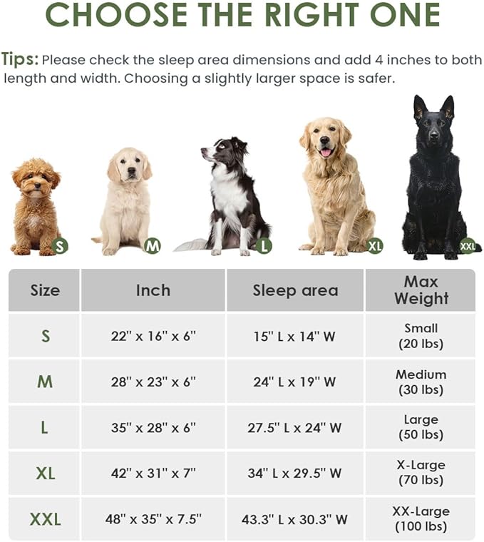 bilypaws Orthopedic Dog Bed for Medium Size Dogs, Chew-Resistant Pet Sofa Bed with Egg Crate Foam, 4-Sided Bolster, Removable Washable Cover & Anti-Slip Bottom, Medium Olivine