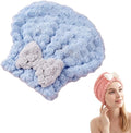 OZDOZD Super Absorbent Hair Towel Wrap for Women, 2026 Upgraded Microfiber Hair Towel, Quick Drying, Soft & Lightweight, Hair Turban Wrap with Bow for Wet Hair (Blue)