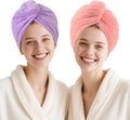AGKXHDEC 2 Packs Microfiber Towel, Hair Turbans for Wet Hair, Drying Hair Wrap for Women(Pink，Purple)