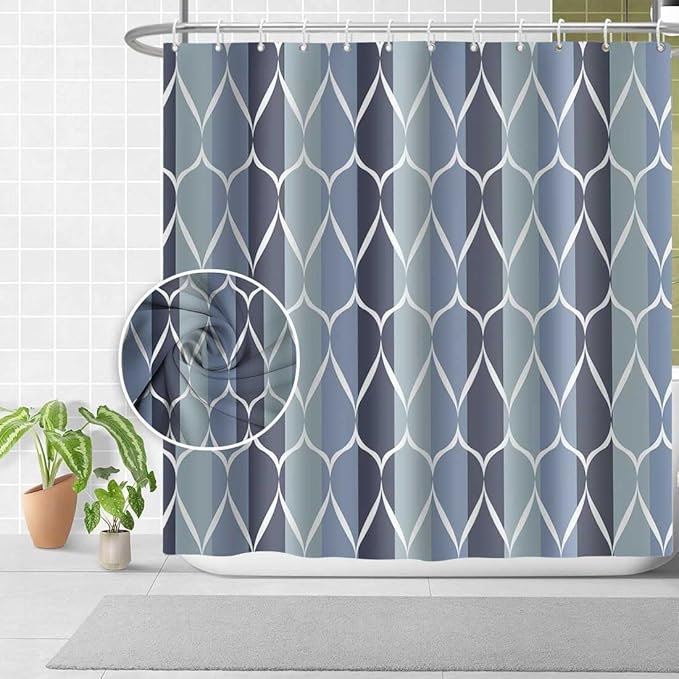 MCCKTIU Blue Shower Curtain RV Shower Curtain Modern Bathroom Shower Curtains Waterproof Fabric Machine Washable Shower Curtain Set 47 x 64 Inches