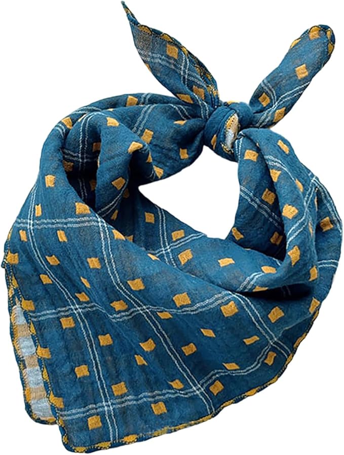 Pemilosci Double Layers Two Tones Dog Cotton Square Bandana Bibs Scarf Kerchief for Small Medium Dogs Boy or Girl - DCB01 B&Y