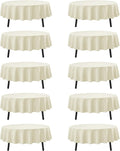 10-Pack Ivory Round Tablecloths, 84 Inches, Stain-Resistant Polyester for 3-5 Ft Round Tables - Washable Table Covers for Weddings, Banquets, Birthday Parties, Events
