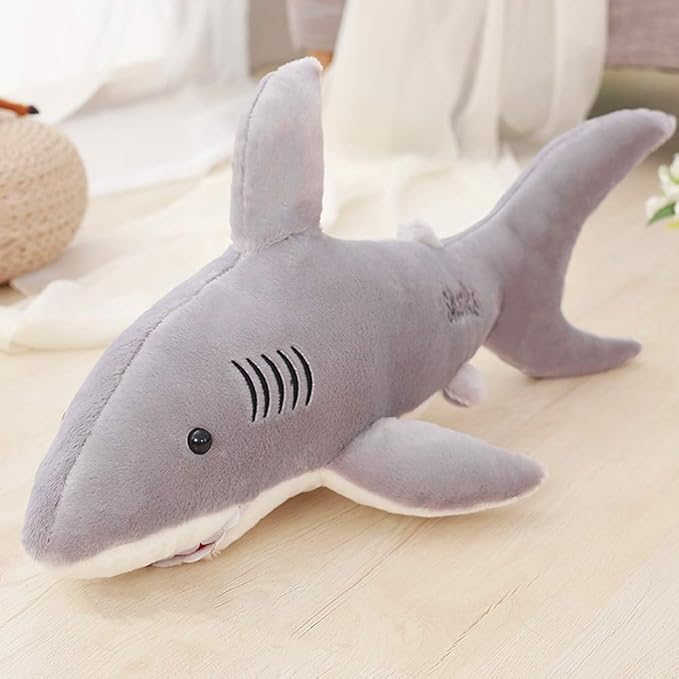 VSFNDB Stuffed Shark Animal Plush Toy 16 Inch Long Great White Animal Stuffed Plushies Super Soft Cute Cuddly Pillow Cushion Stuff Dolls Gift for Children Kids Boys Girls Room Decor Bedtime, 16Inches