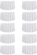 10-Pack White Round Tablecloths, 108 Inches, Stain-Resistant Polyester for 4-5 Ft Round Tables - Washable Table Covers for Weddings, Banquets, Birthday Parties, Events