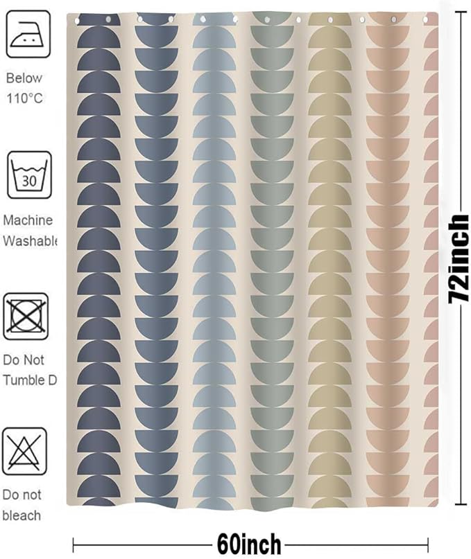 MCCKTIU Vintage Rainbow Boho Shower Curtain for Bathroom Neutral Mid-Century Modern Art Bath Curtain Rainbow Semicircular Shower Curtains for Bathroom Machine Washable Shower Curtain 60x72 inch