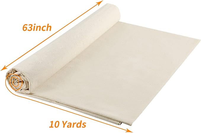 Zoblise 100% Cotton Muslin Fabric: 10 Yards x 63" Natural Color Muslin, 100% Cotton Fabric, Natural Unbleached, for Sewing Draping Material