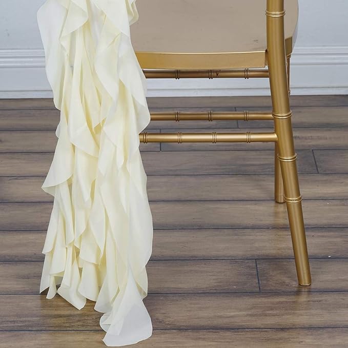 Barcelonetta | Chiffon Fabric | Decoration, Drapery Fabric | Wedding, Gender Reveal, Baby Shower, Birthday | for Arbor, Arch, Canopy, Table and Chair Decoration (Light Ivory, 5 Yards)