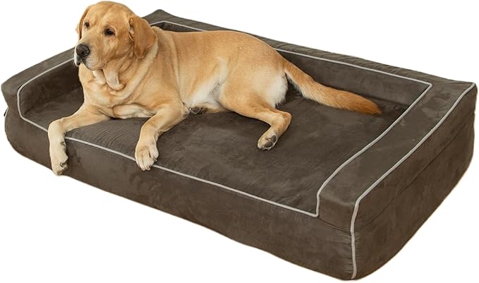 Mama halo Orthopedic Foam Dog Beds for Large Dogs Up to 100 lbs, L Dog Couch with Bolster, Washable Pet Bed Sofa with Removable All-Over Water-Resistant Cover & Non-Slip Bottom(Large, Grey)