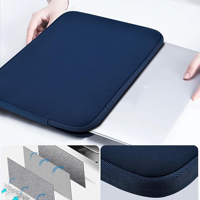 ZINMARK Laptop Sleeve Case 13-14 inch with Small Case, Neoprene Rainproof & Shockproof Cover for MacBook Pro 14" M4 M3 M2 M1 and 13.3" MacBook Air/Pro, XPS 13/14 & Most 13"-14" laptops, Blue