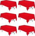 BRILLMAX 6 Pack Red Tablecloths for 6 Foot Rectangle Tables 60 x 102 Inch - 6ft Rectangular Bulk Linen Polyester Fabric Washable Cloth Cover for Wedding Reception Banquet Birthday Party