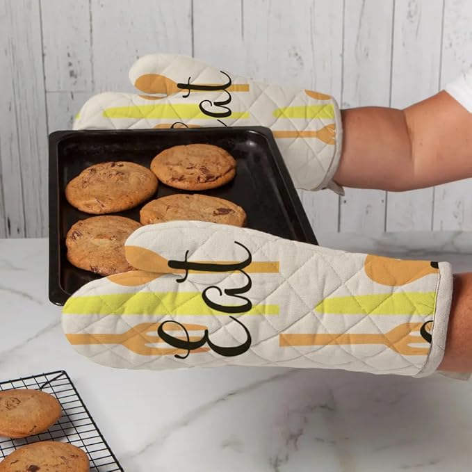 1 Pair (2 Pcs) of Oven Mitts – Heat Resistant Oven Gloves Kitchen, Safe for Baking, BBQ, Grilling - Cooking Gloves – Soft & Durable - Machine Washable – Silwervare Print