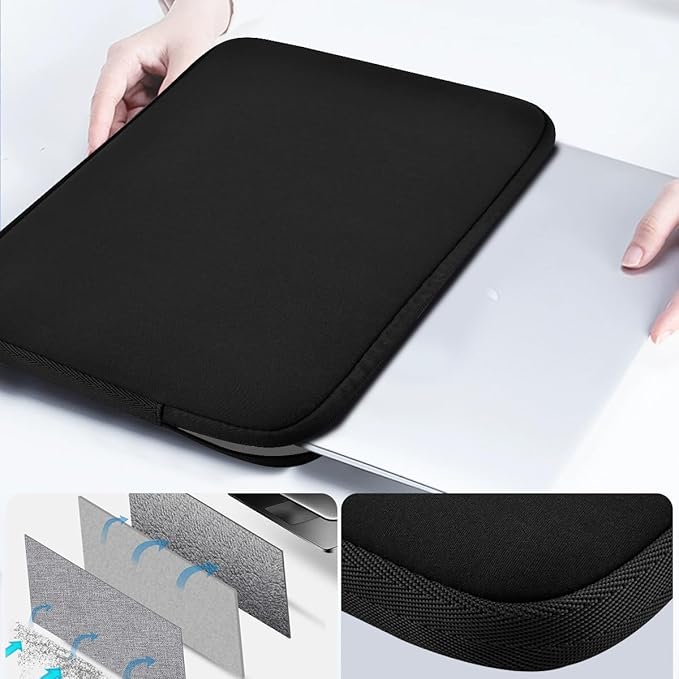 ZINMARK Laptop Sleeve Case 13-14 inch with Small Case, Neoprene Rainproof & Shockproof Cover for MacBook Pro 14" M3 M2 M1 and 13.3" MacBook Air/Pro, XPS 13/14 & Most 13"-14" Notebooks，Black