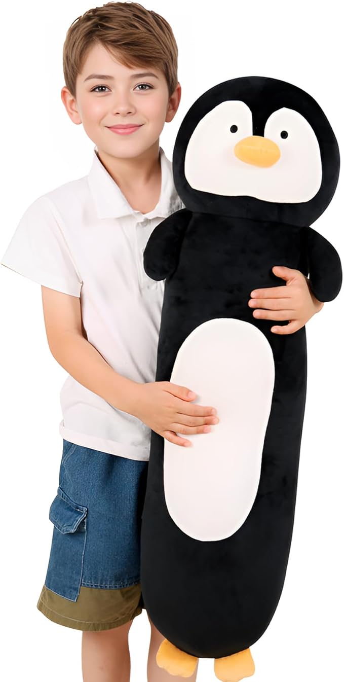 36” Long Penguins Plush Body Pillow, Cute Giant Black Penguin Stuffed Animals, Big Penguins Squishy Soft Plushies Toy, Gifts for Kids Girls and Boys, Birthdays, Halloween, Christmas