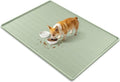 47" x 35" Silicone Dog Food Mat, Waterproof Pet Feeding Mat with Raised Edge, Extra Large Dog Bowl Mat Non-Slip Water Bowl Placemats for Dogs, Protects Floors, Easy to Clean (Light Green)
