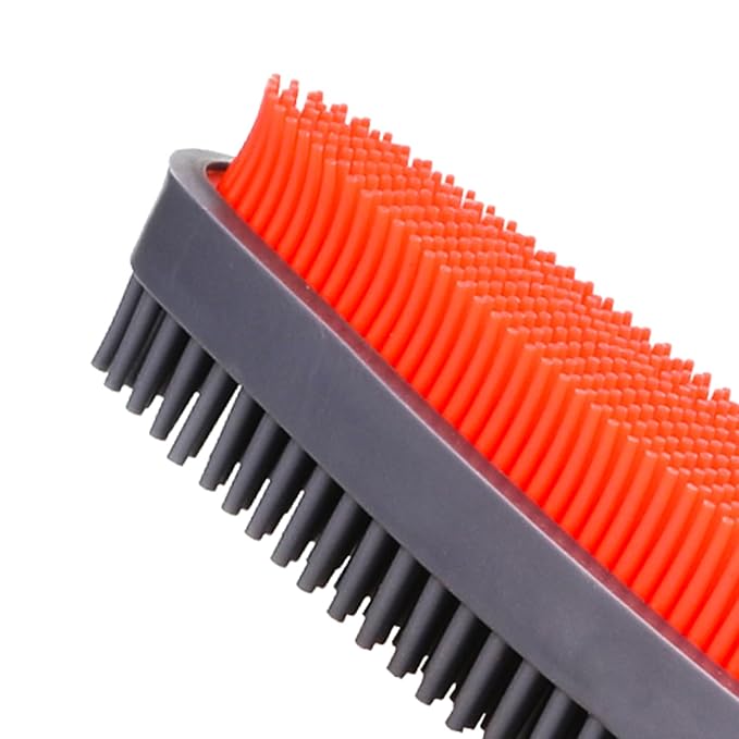 Godiyyer Rubber Pet Hair Removal Brush for Couch Clothes Dog Cat Pet Hair Carpet, Also Used as Dog Cat Bath Brush with Massage Effect (orange)